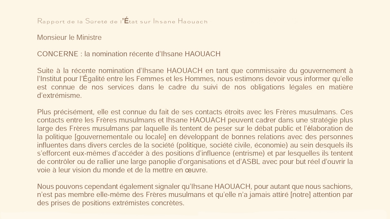 Un rapport de la Sûreté de l’État belge fustige l’entrisme et la ‘‘doctrine de dissimulation’’ des Frères musulmans